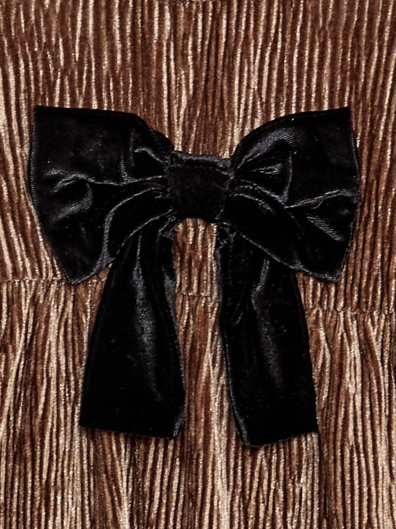 Robe en velours côtelée avec nœud fantaisie Beige - Kiabi