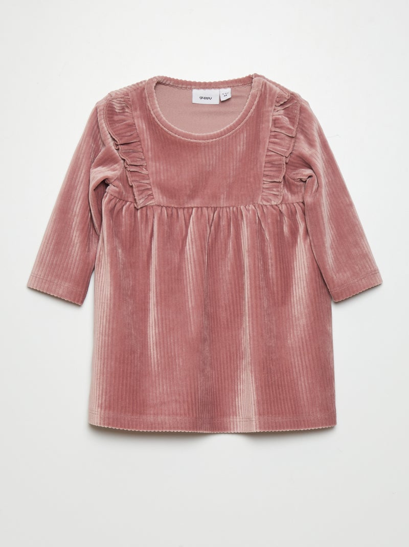 Robe en velours côtelée Rose - Kiabi