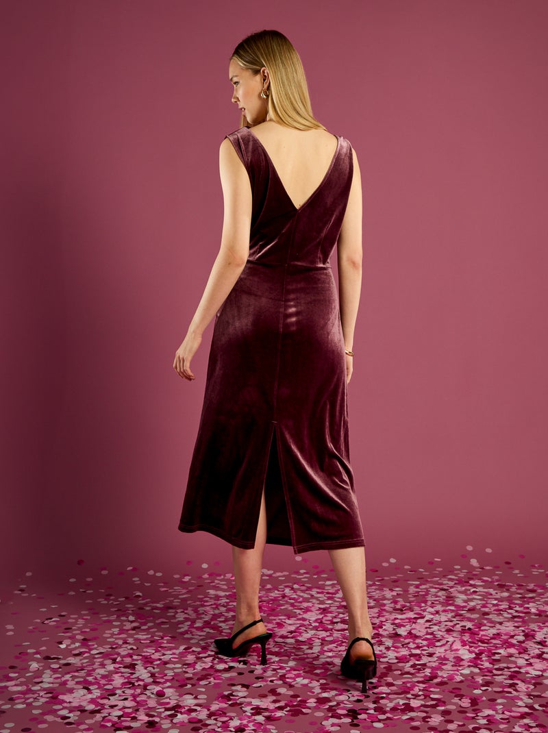 Robe en velours effet drapé Violet - Kiabi