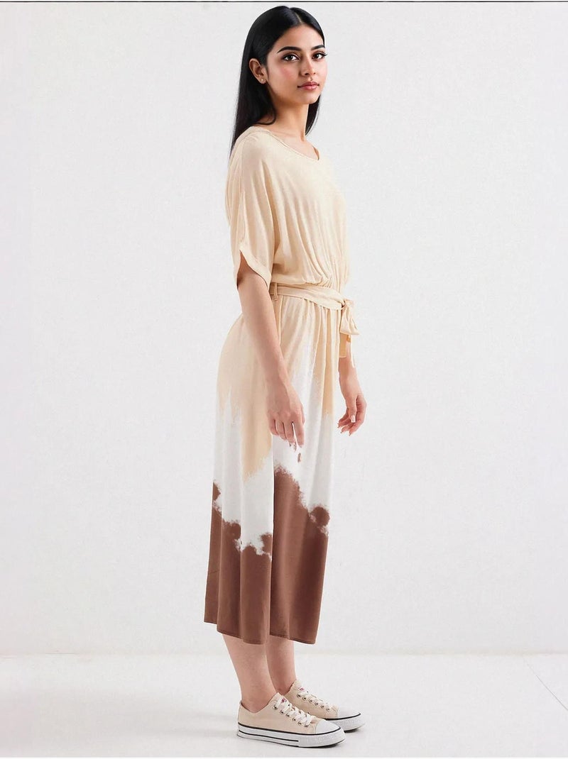 Robe en viscose à manches courtes à motifs bdart Crème - Kiabi