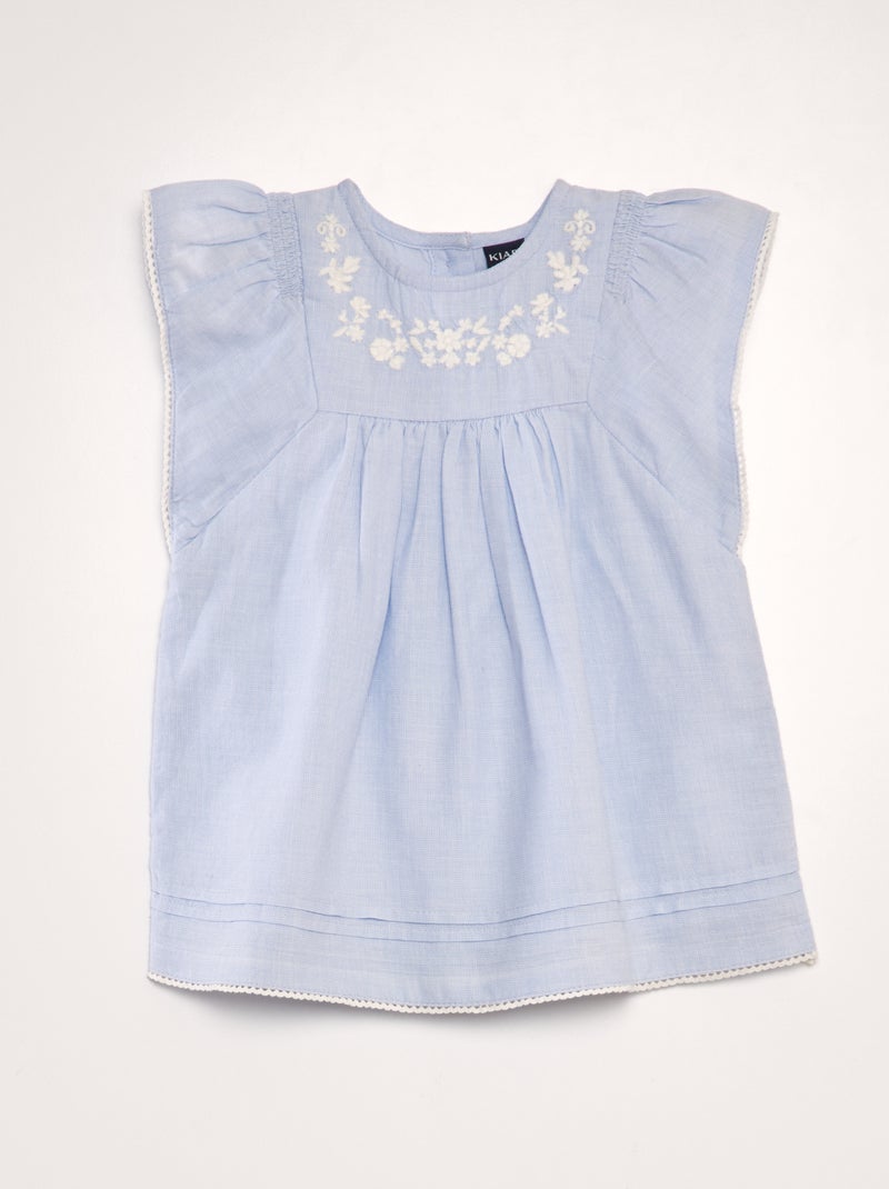 Robe en voile de coton Bleu - Kiabi