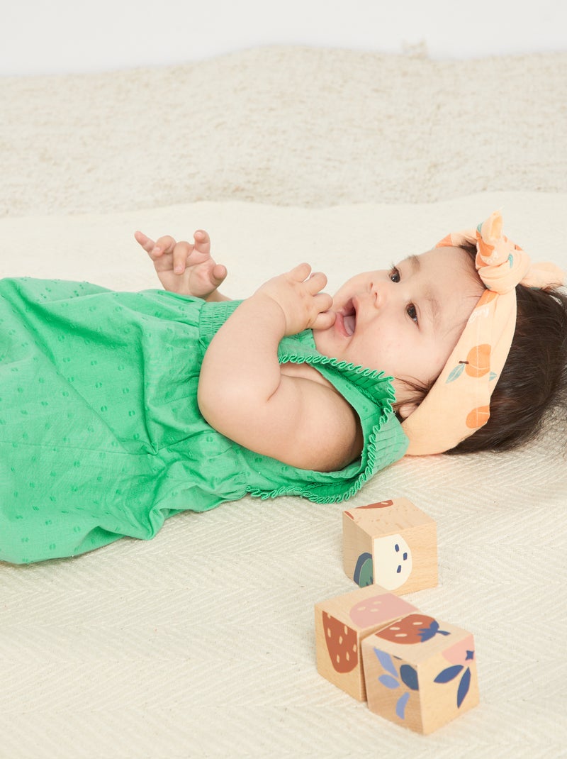 Robe en voile de coton + culotte - 2 pièces Vert - Kiabi