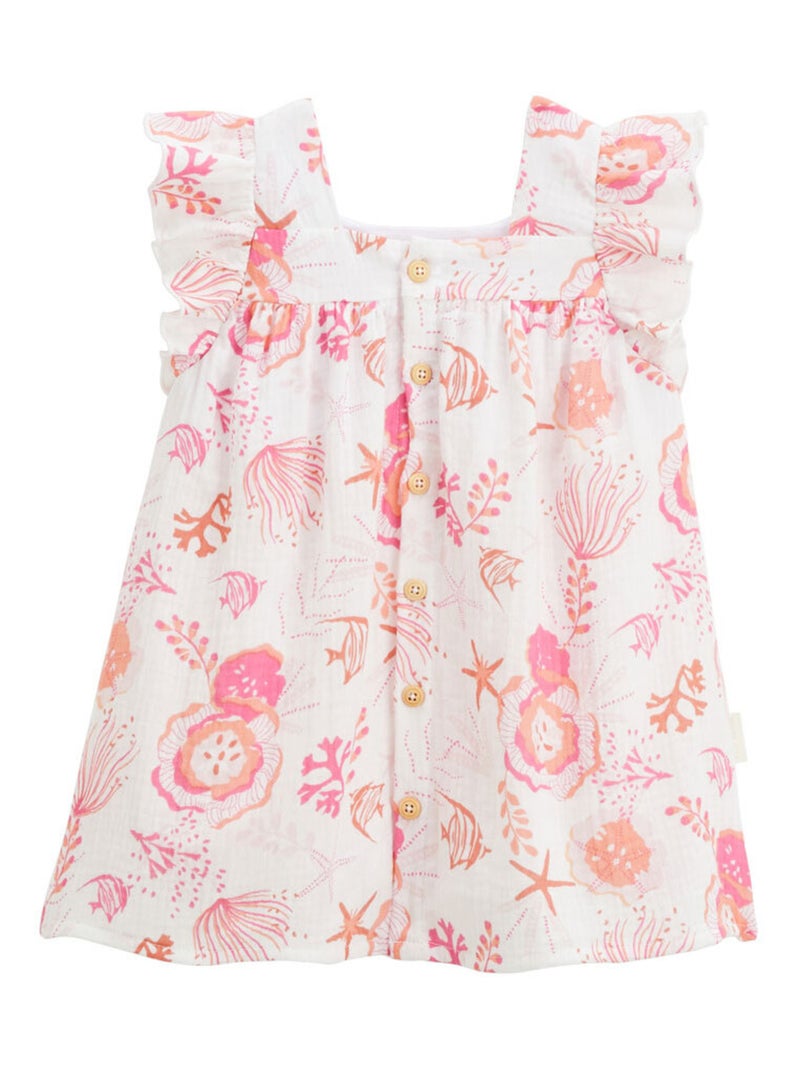Robe enfant en gaze de coton bahamas Ecru - Kiabi