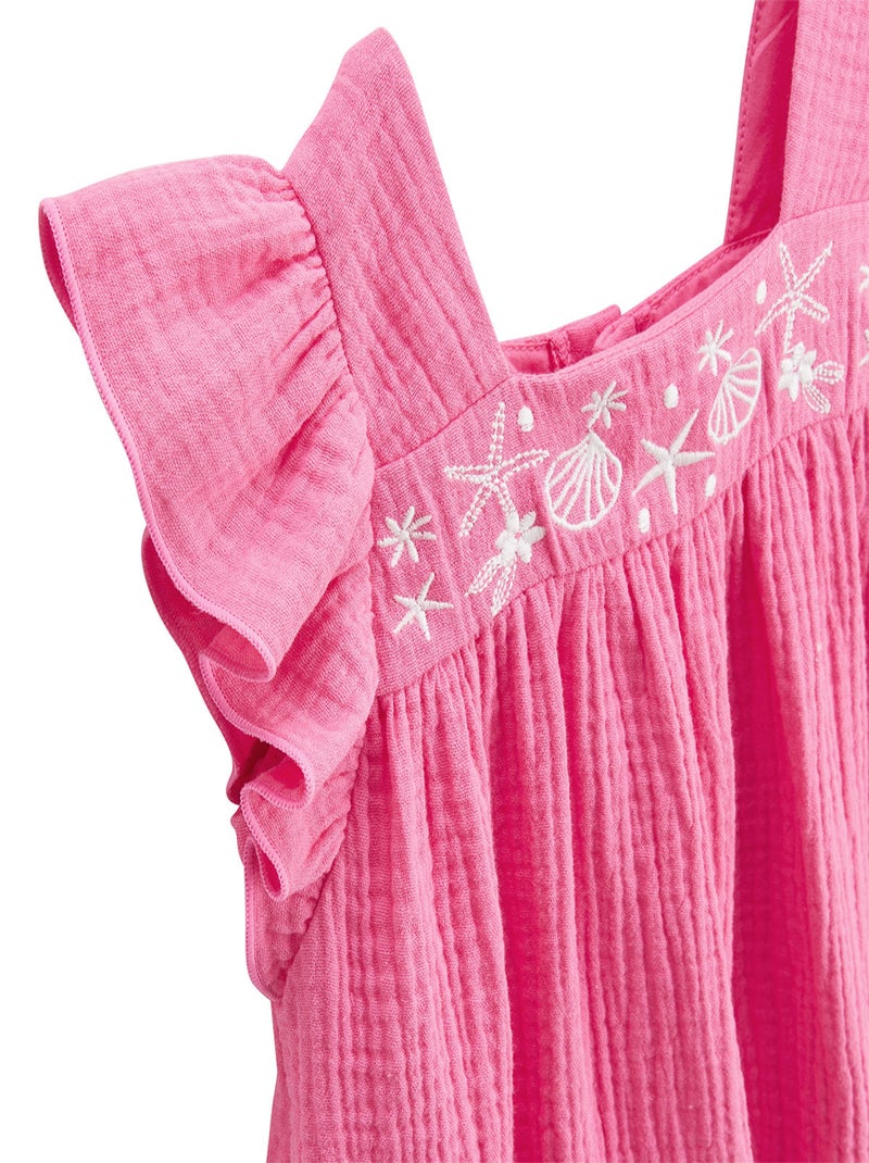 Robe enfant en gaze de coton bahamas Rose - Kiabi