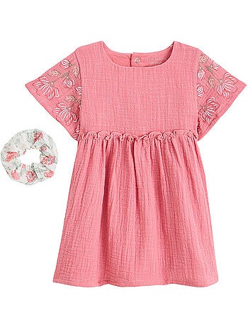Robe enfant en gaze de coton + chouchou anaelle