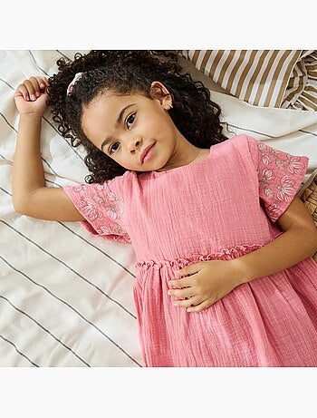 Robe enfant en gaze de coton + chouchou anaelle