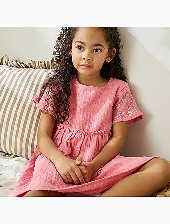 Robe enfant en gaze de coton + chouchou anaelle