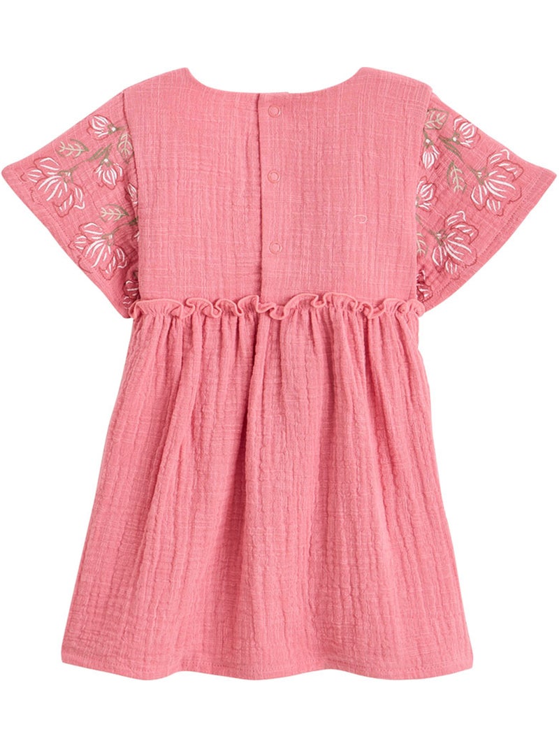 Robe enfant en gaze de coton + chouchou anaelle Rose - Kiabi