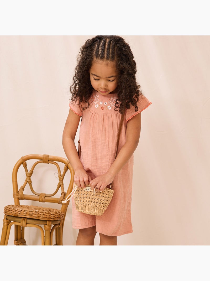 Robe enfant en gaze de coton mindanao Rose - Kiabi