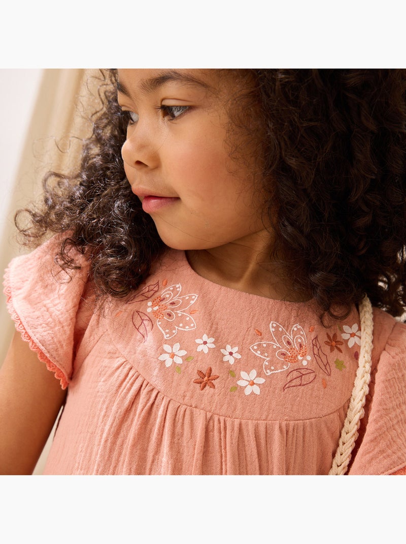 Robe enfant en gaze de coton mindanao Rose - Kiabi