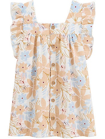 Robe enfant en gaze de coton praline