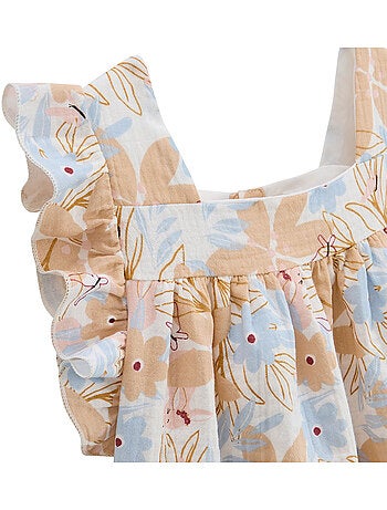 Robe enfant en gaze de coton praline