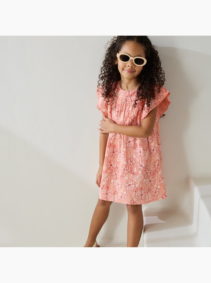 Robe enfant en gaze de coton santa giulia Corail - Kiabi