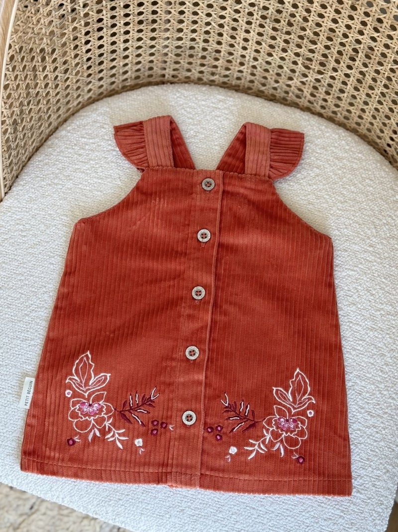 Robe enfant en velours côtelé manouk Orange - Kiabi