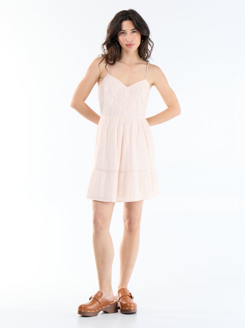 Robe évasée à bretelles Beige - Kiabi
