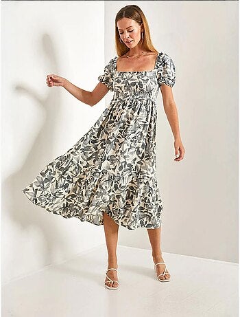 Robe évasée à col carré et à motifs multiples lucci