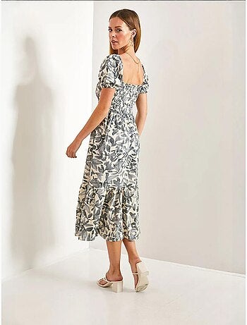 Robe évasée à col carré et à motifs multiples lucci