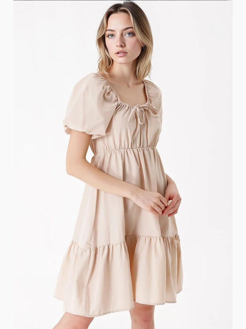 Robe évasée en popeline bdart Beige argile - Kiabi