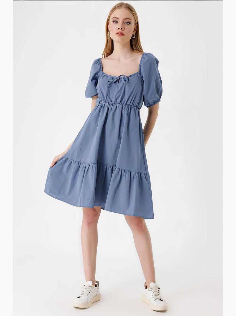 Robe évasée en popeline bdart Bleu - Kiabi