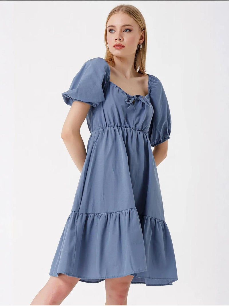 Robe évasée en popeline bdart Bleu - Kiabi