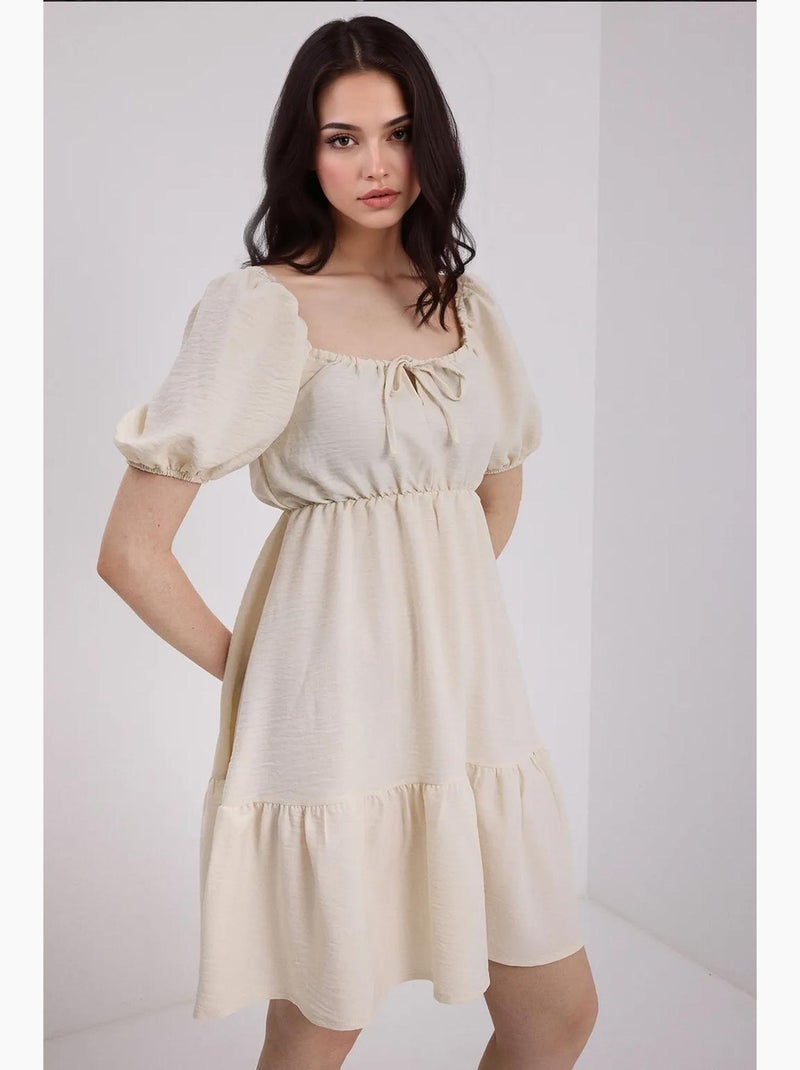 Robe évasée en popeline bdart Crème - Kiabi