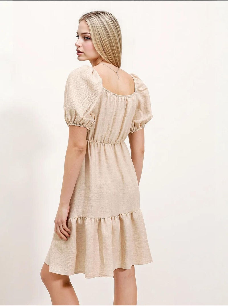 Robe évasée en popeline bdart Sable - Kiabi