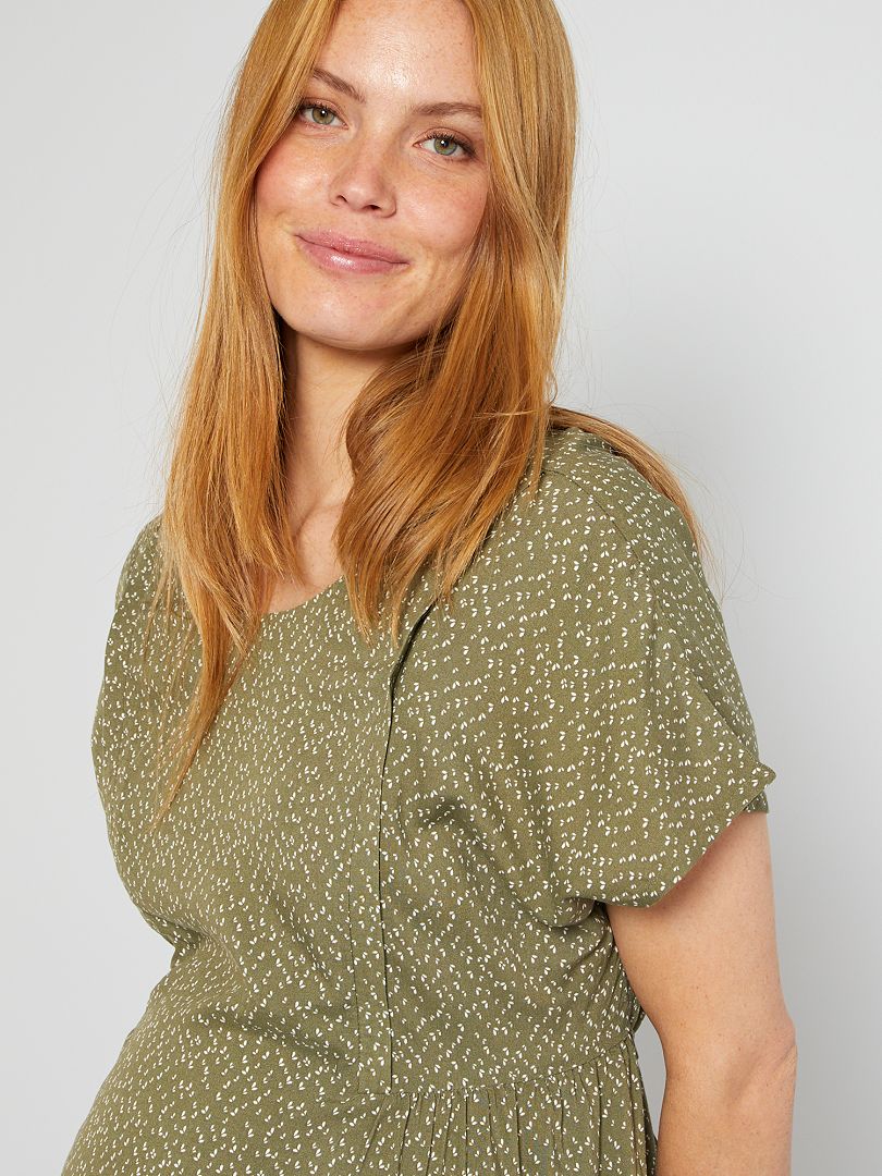 Robe fleurie d'allaitement - vert - Kiabi - 22.00�?�