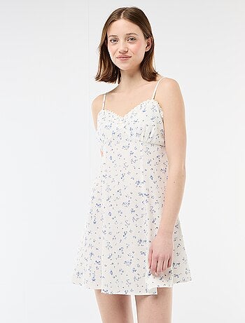 Robe fleurie en lin mélangé