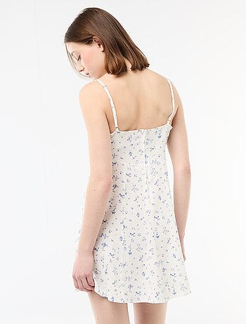 Robe fleurie en lin mélangé