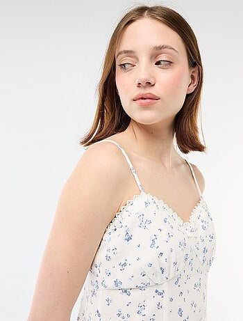 Robe fleurie en lin mélangé