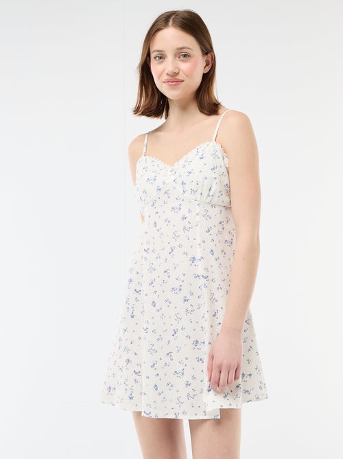 Robe fleurie en lin mélangé - Kiabi