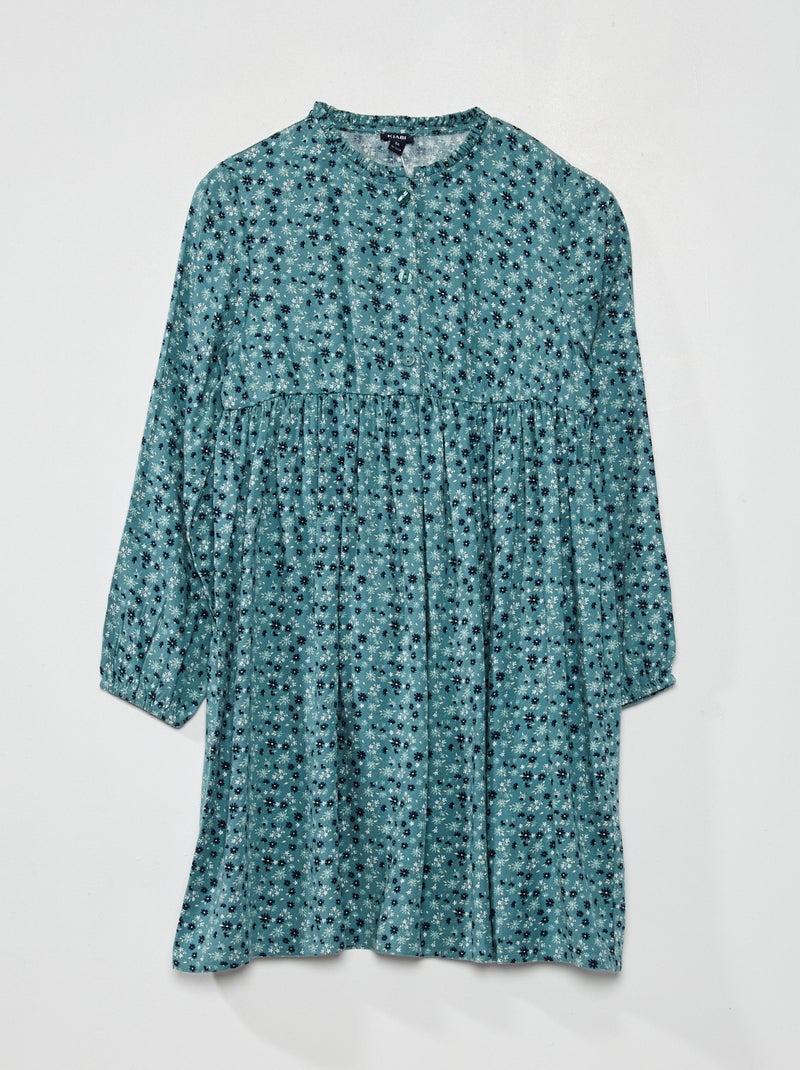 Robe fleurie évasée Bleu vert - Kiabi