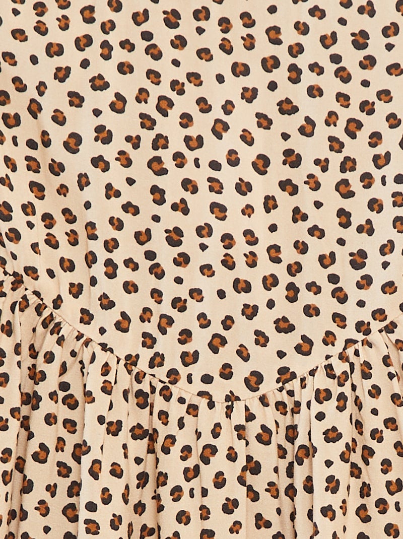 Robe fluide à fines bretelles et motif all over Beige - Kiabi