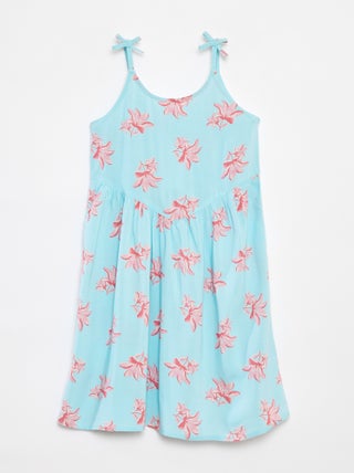Robe fluide à fines bretelles et motif all over