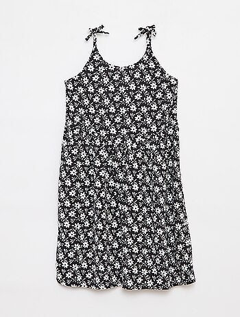 Robe fluide à fines bretelles et motif all over