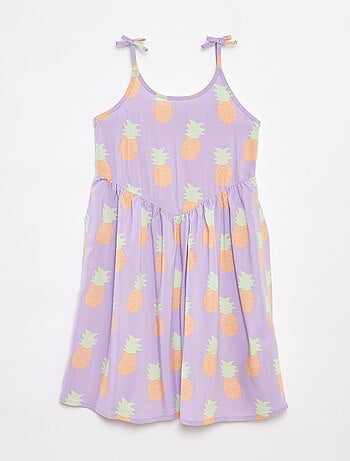 Robe fluide à fines bretelles et motif all over