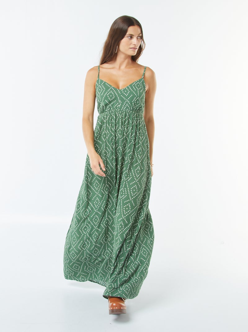 Robe fluide à motif floral avec fines bretelles réglables Vert - Kiabi