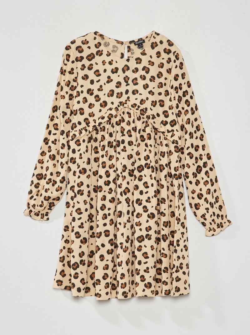 Robe fluide avec imprimé Beige - Kiabi