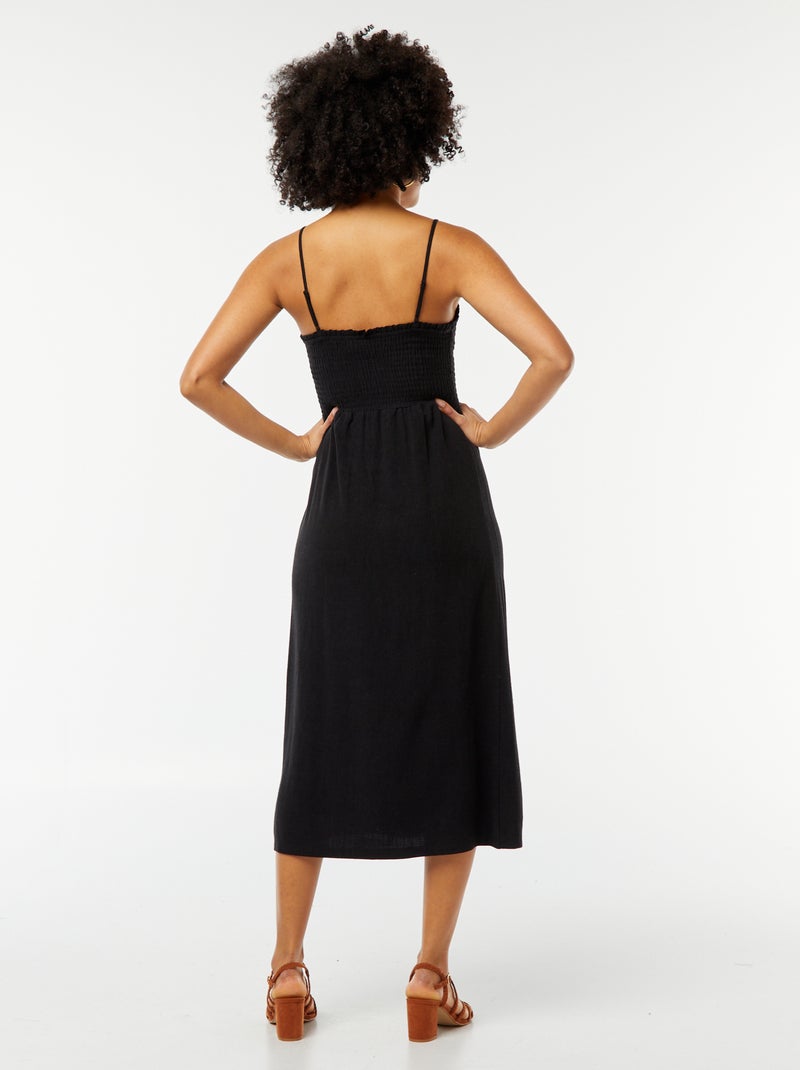 Robe fluide en lin mélangé Noir - Kiabi