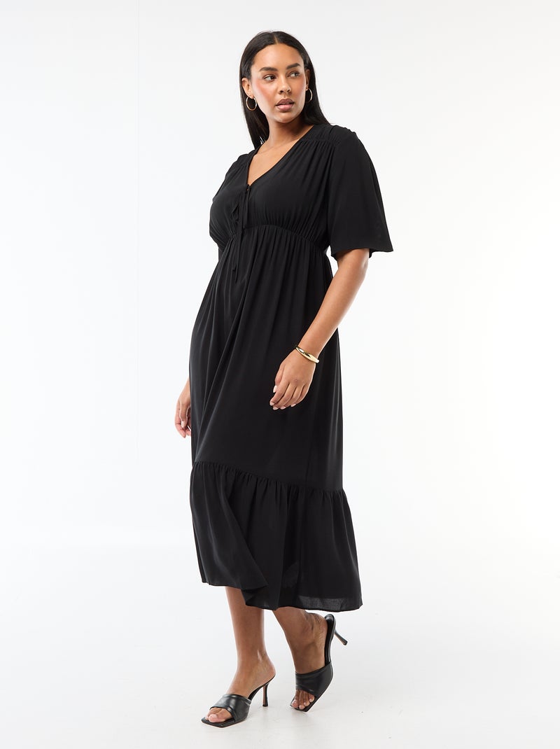 Robe fluide imprimée fantaisie Noir - Kiabi