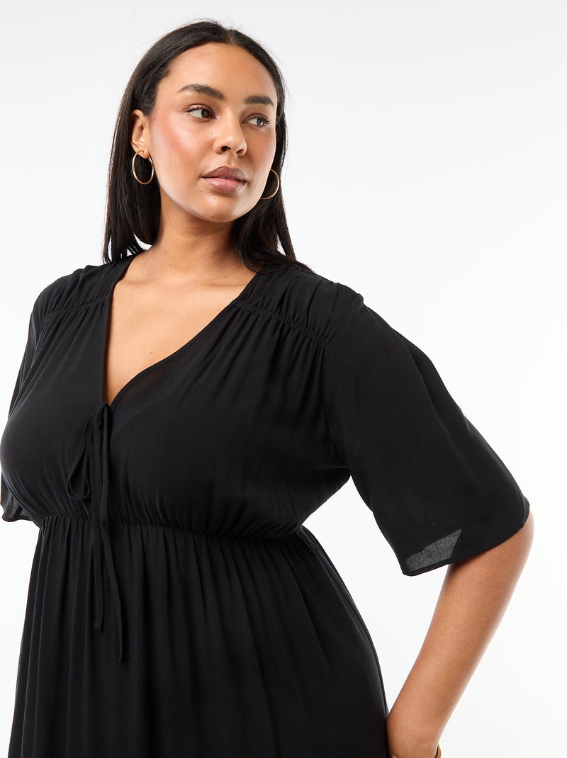 Robe fluide imprimée fantaisie Noir - Kiabi