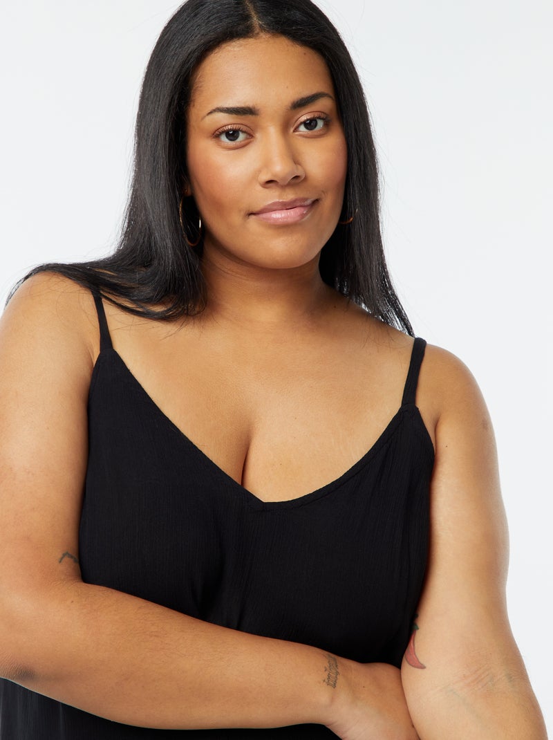 Robe fluide longue avec fines bretelles réglables noir - Kiabi