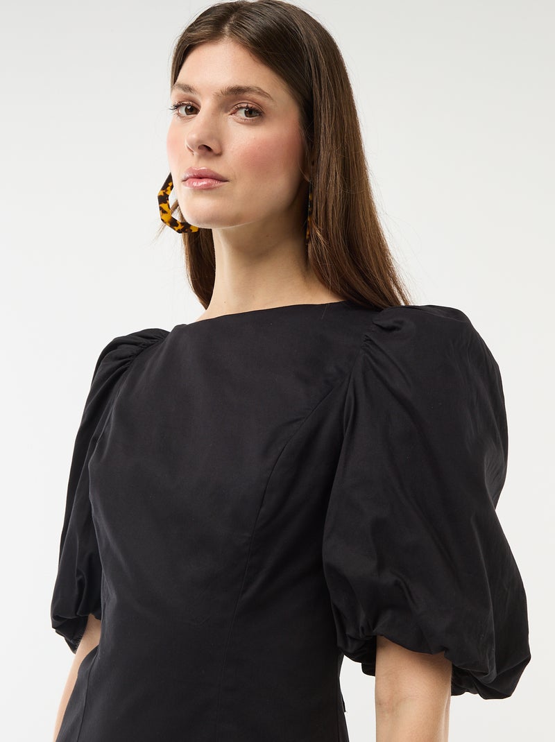 Robe forme ballon à manches courtes Noir - Kiabi