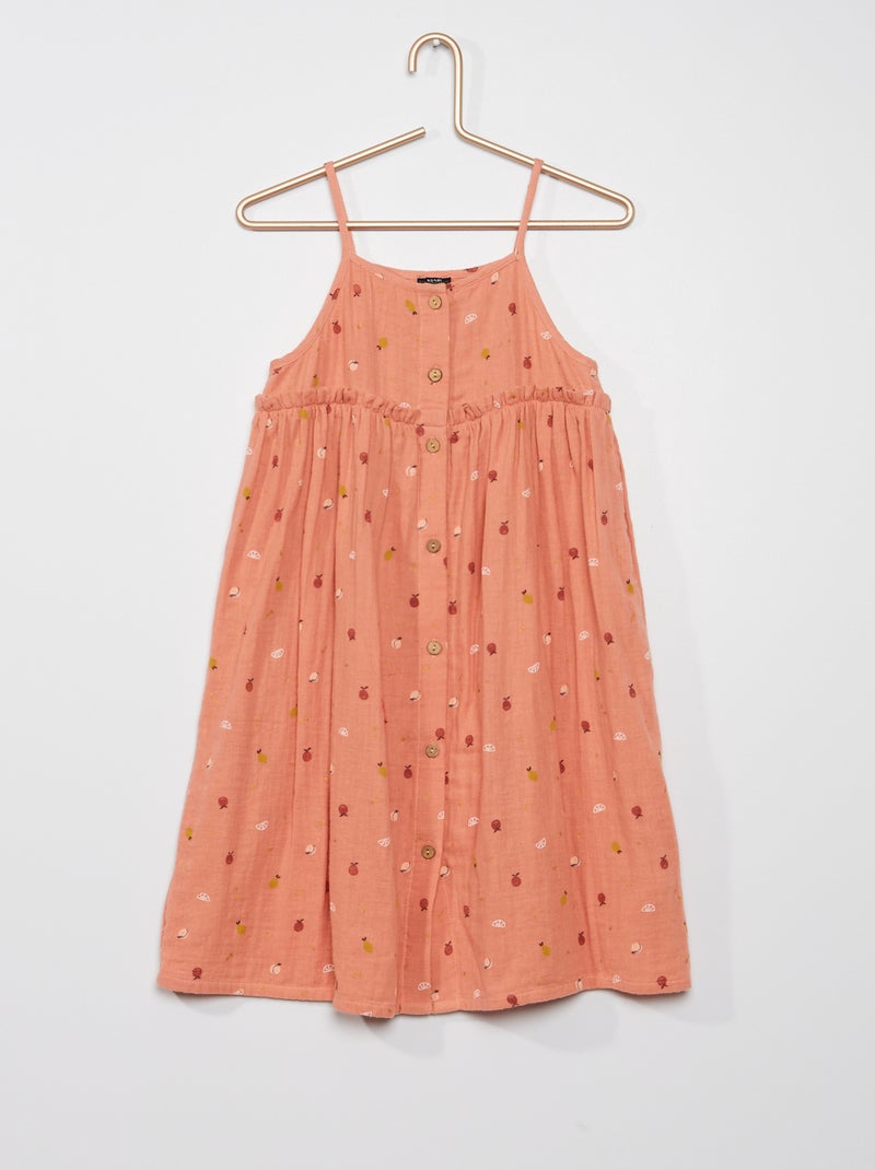 Robe gaze de coton avec motifs Blanc - Kiabi