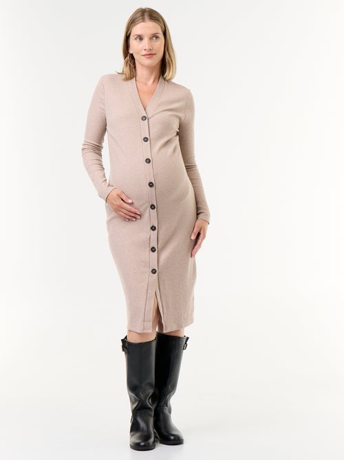 Robe gilet de maternité boutonnée en maille côtelée - Kiabi