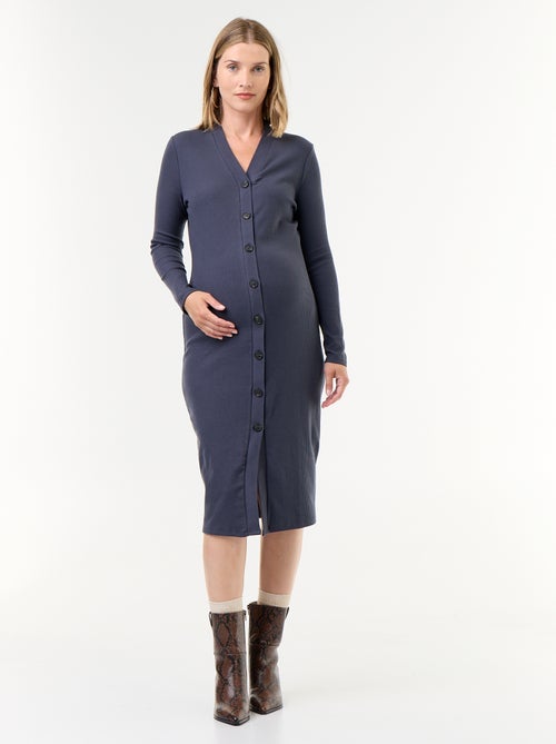 Robe gilet de maternité boutonnée en maille côtelée - Kiabi