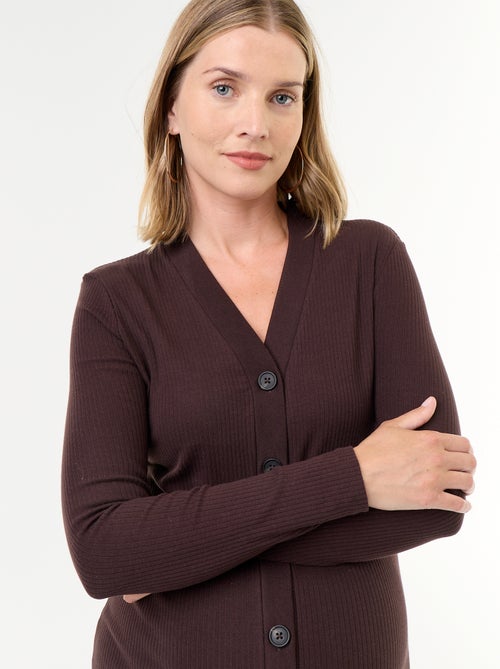 Robe gilet de maternité boutonnée en maille côtelée - Kiabi Robe gilet de maternité boutonnée en maille côtelée - Kiabi