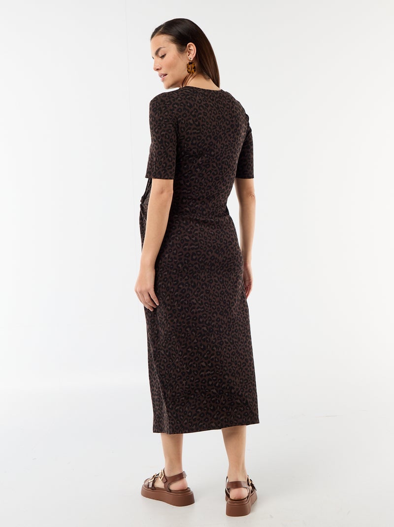 Robe grossesse torsadée devant Marron - Kiabi