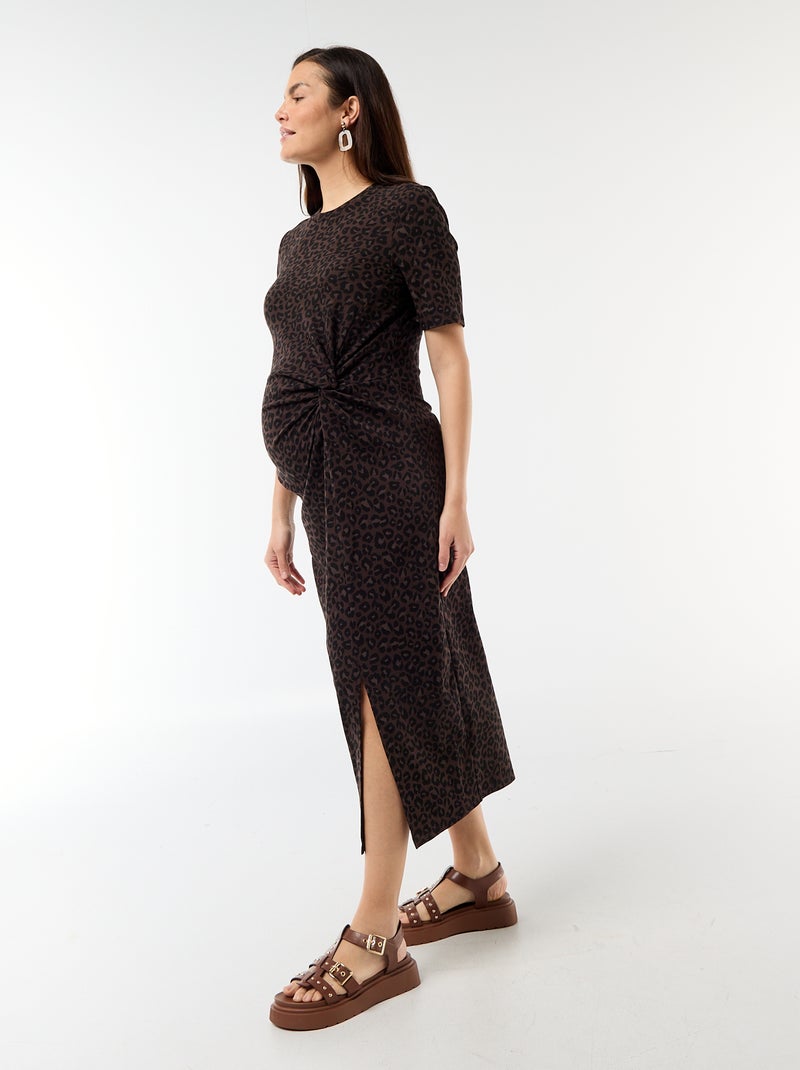 Robe grossesse torsadée devant Marron - Kiabi
