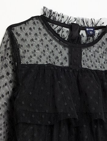 Robe 'Halloween' à manches longues en plumetis avec col montant